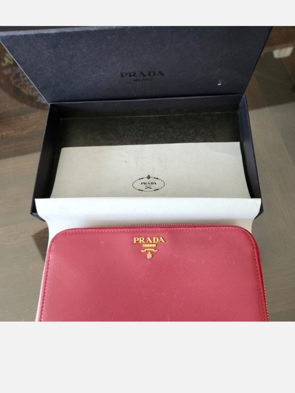Prada Zip-Around Wallet in Rose